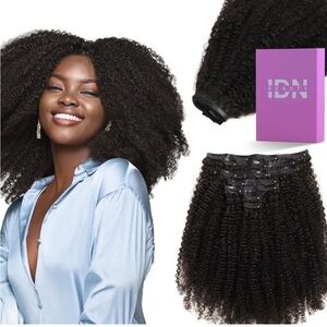 Seamless Clip In 14 Inch 110g 7pcs Natural Black Seamless Curly Clip Human Hair